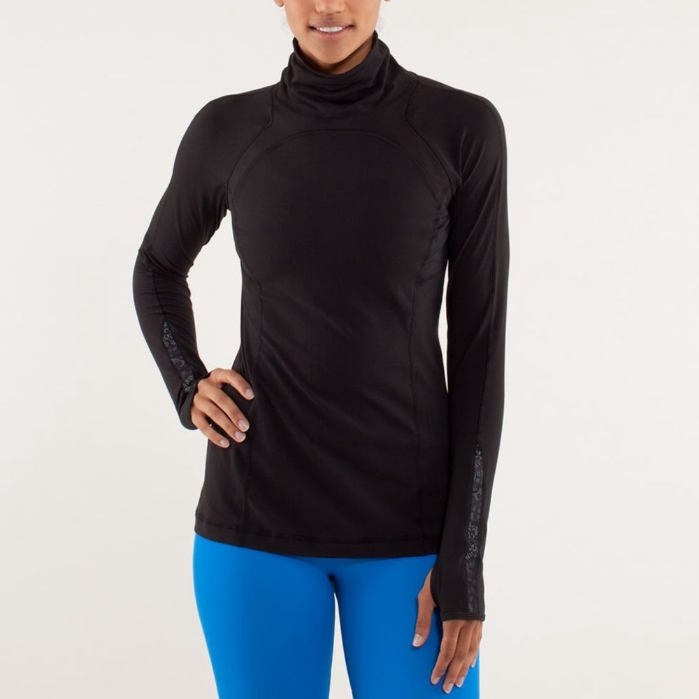 Lululemon Run Speedy Turtleneck Thumb holes Black Sz 6 Activewear‎ Running Gym